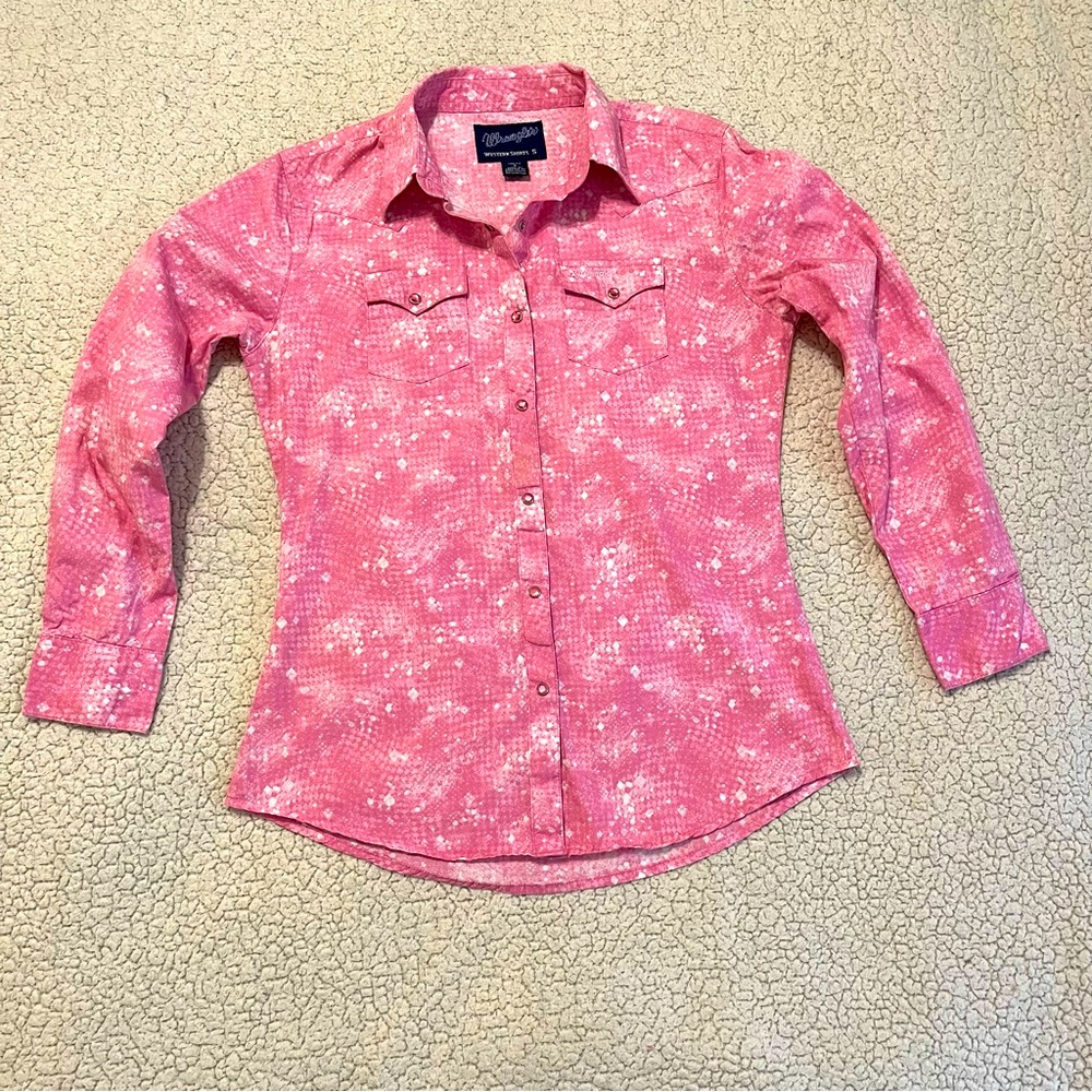 Wrangler Pink Floral Western Shirt Blouse
